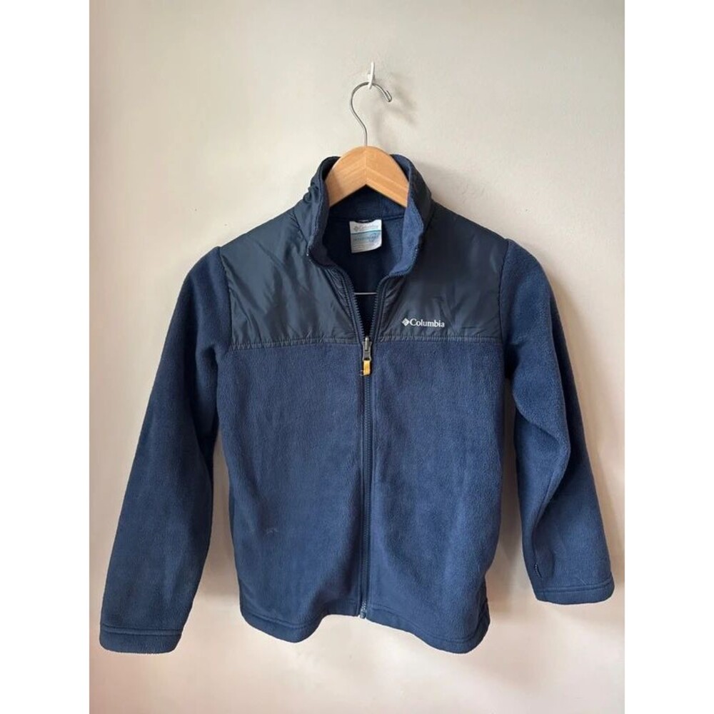 Columbia Navy Fleece Nylon Full Zip Jacket Youth M 10/12
